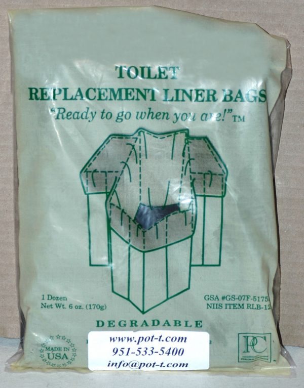 Bag of one dozen biodegradable cornstarch liners, placed in front of a brown cardboard background.